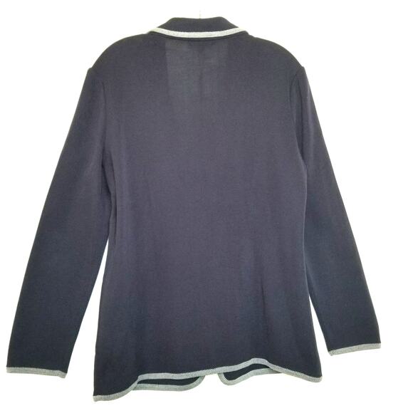 Misook Navy & White Women's Blazer Single Breasted Long Sleeve Notch Collar Sz M - Picture 3 of 8